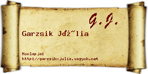 Garzsik Júlia névjegykártya